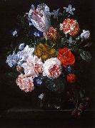 Nicolaes Van Verendael A Tulip, Carnations and Morning Glory in a Glass Vase painting